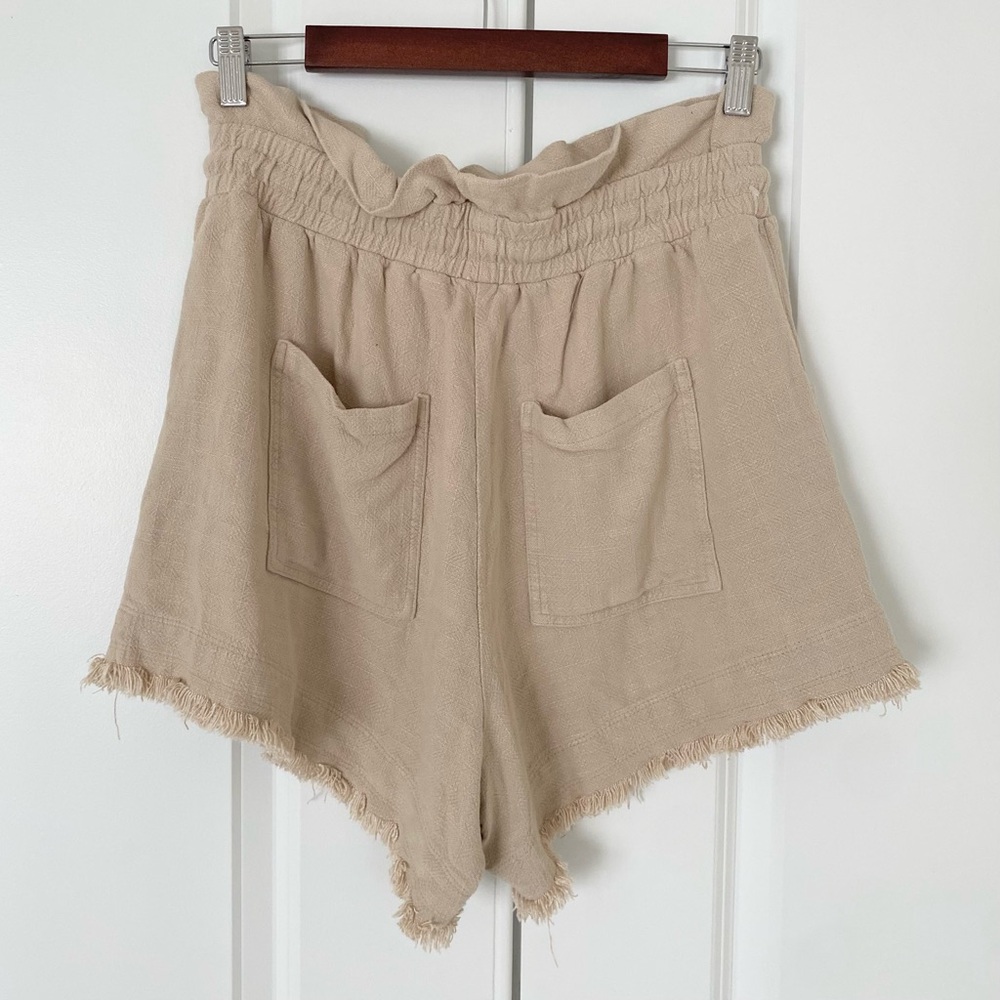 NWT Blank NYC Linen Blend High Rise Paper Bag Waist Frayed Hem Shorts, Sz M - Picture 7 of 10